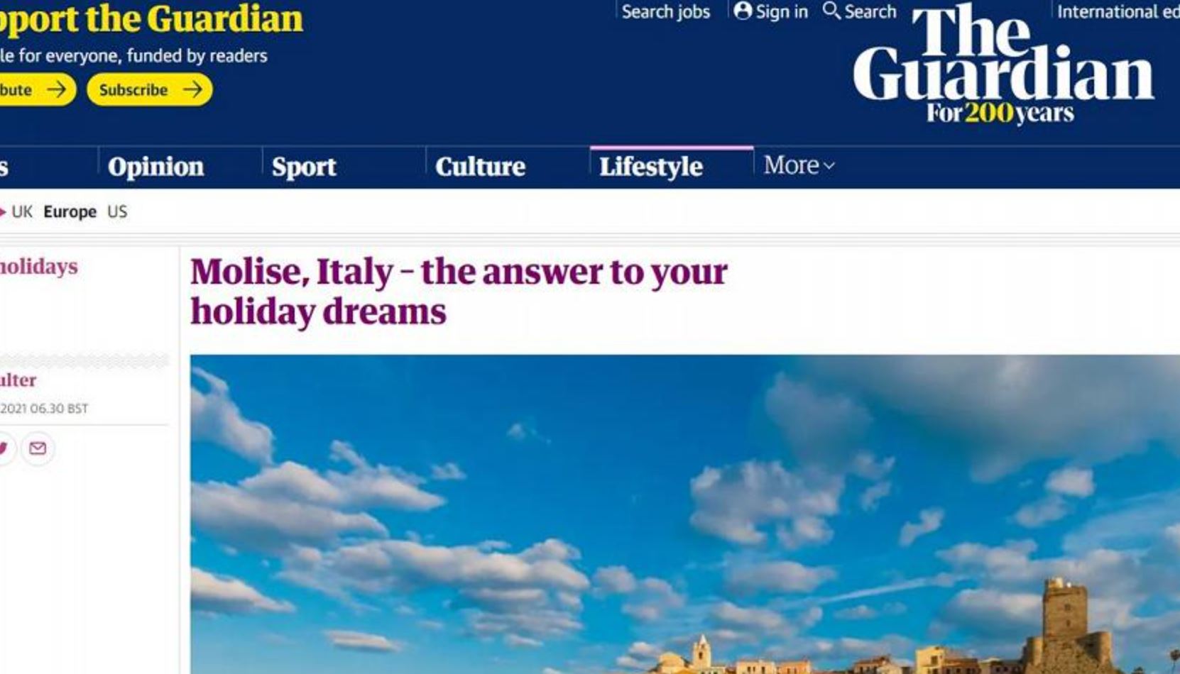 La prima pagina del Guardian
